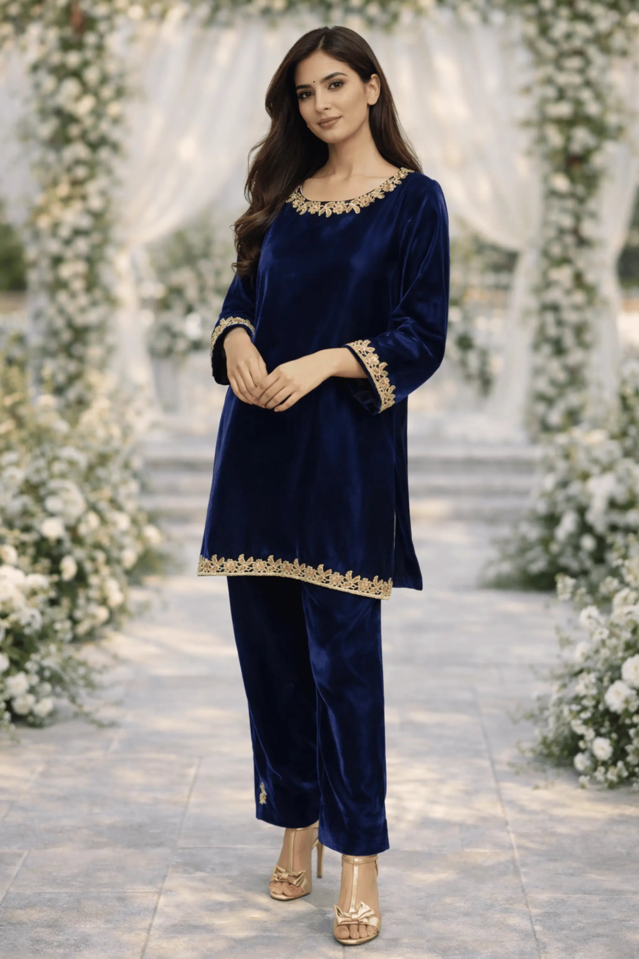 Midnight Bloom - 2 Piece Premium Velvet Dress
