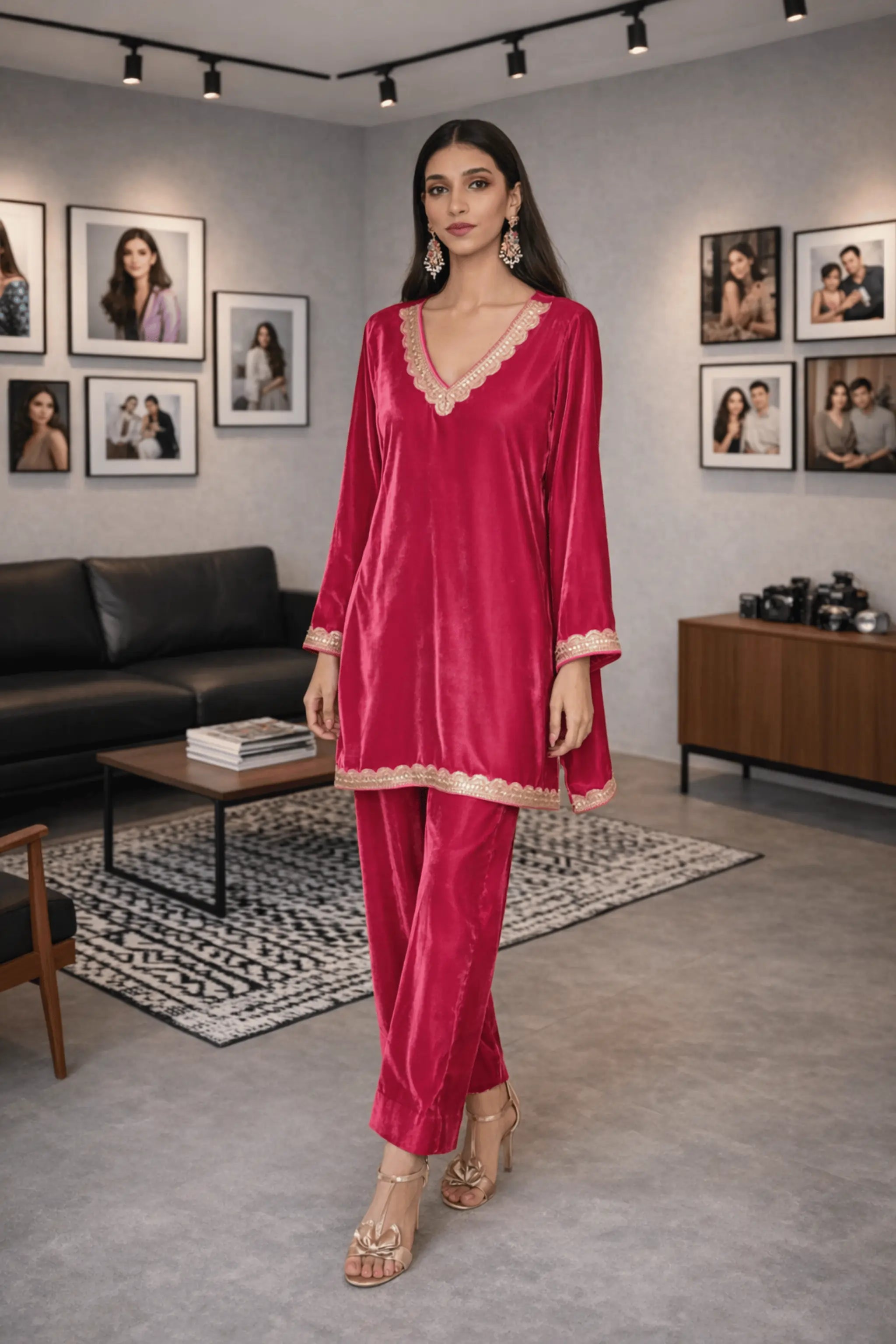 Afsheen – 2-Piece Embroidered Velvet Set