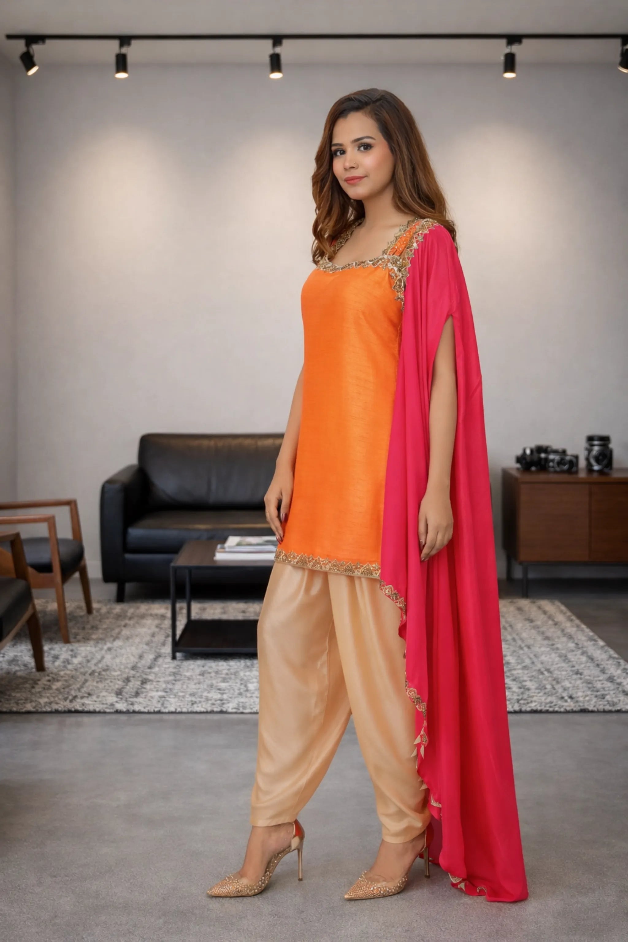Orange Velvet Dress