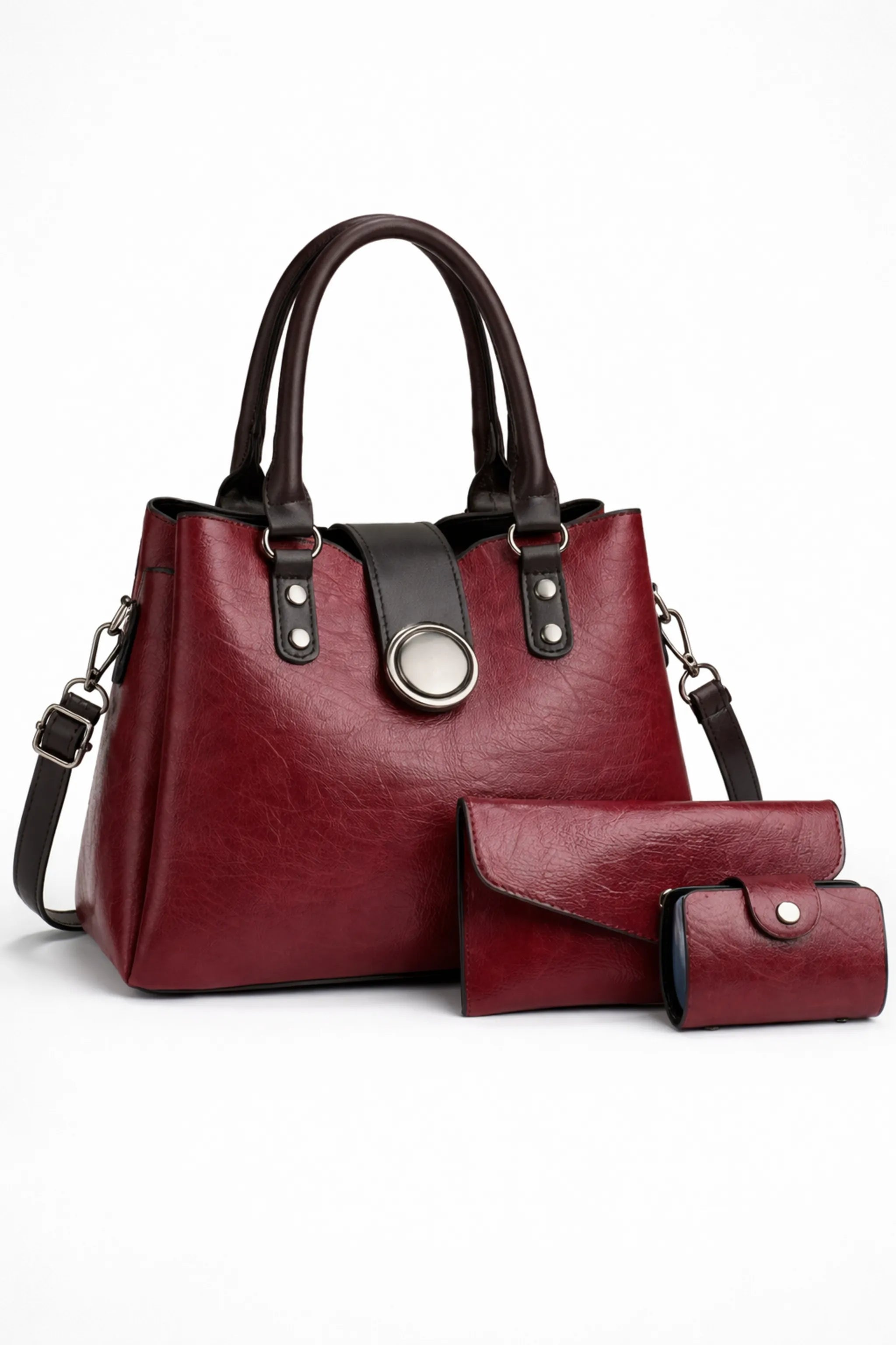 Classic Burgundy – 3-Piece Handbag Set