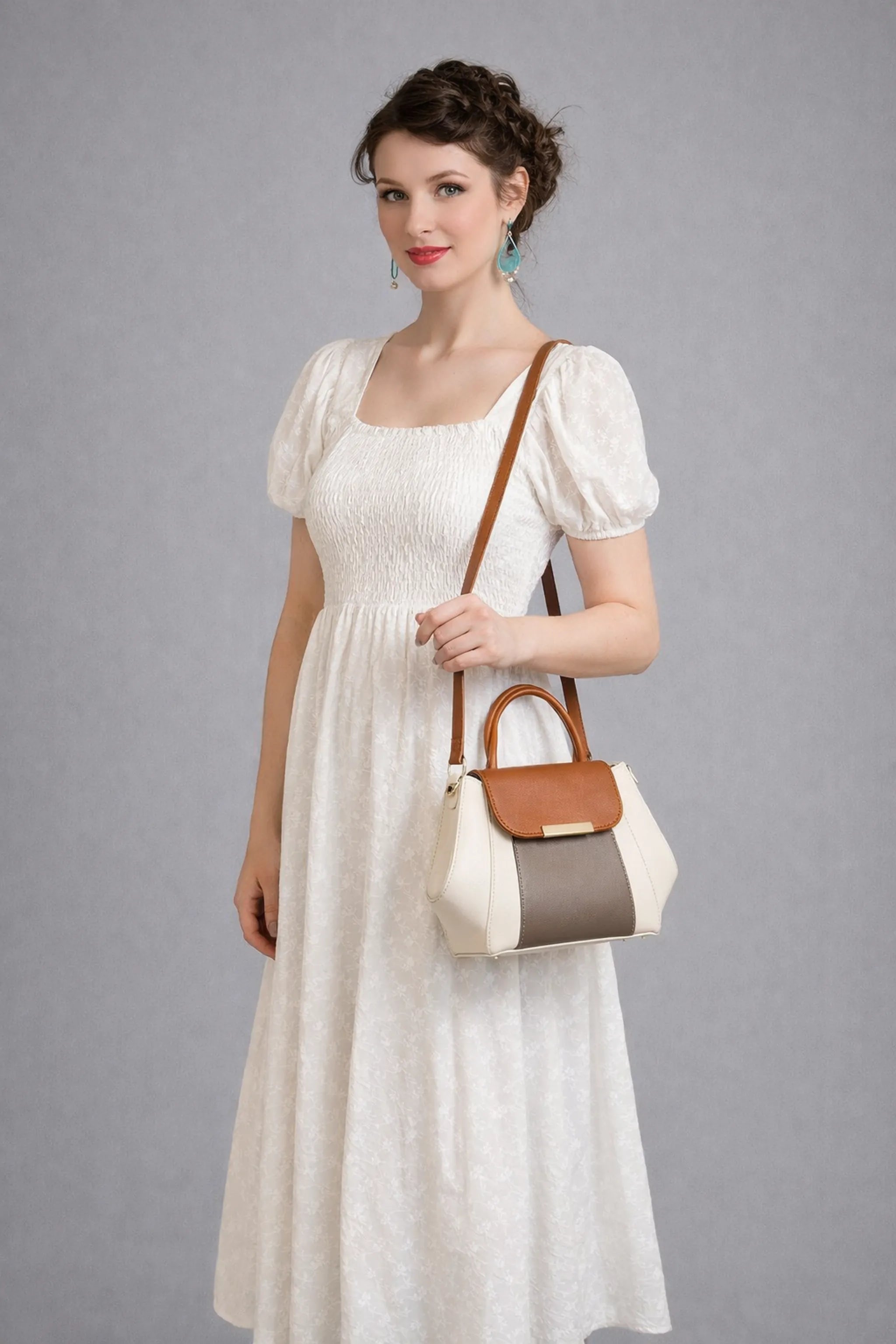 Close-up of gold-tone hardware and flap detailing