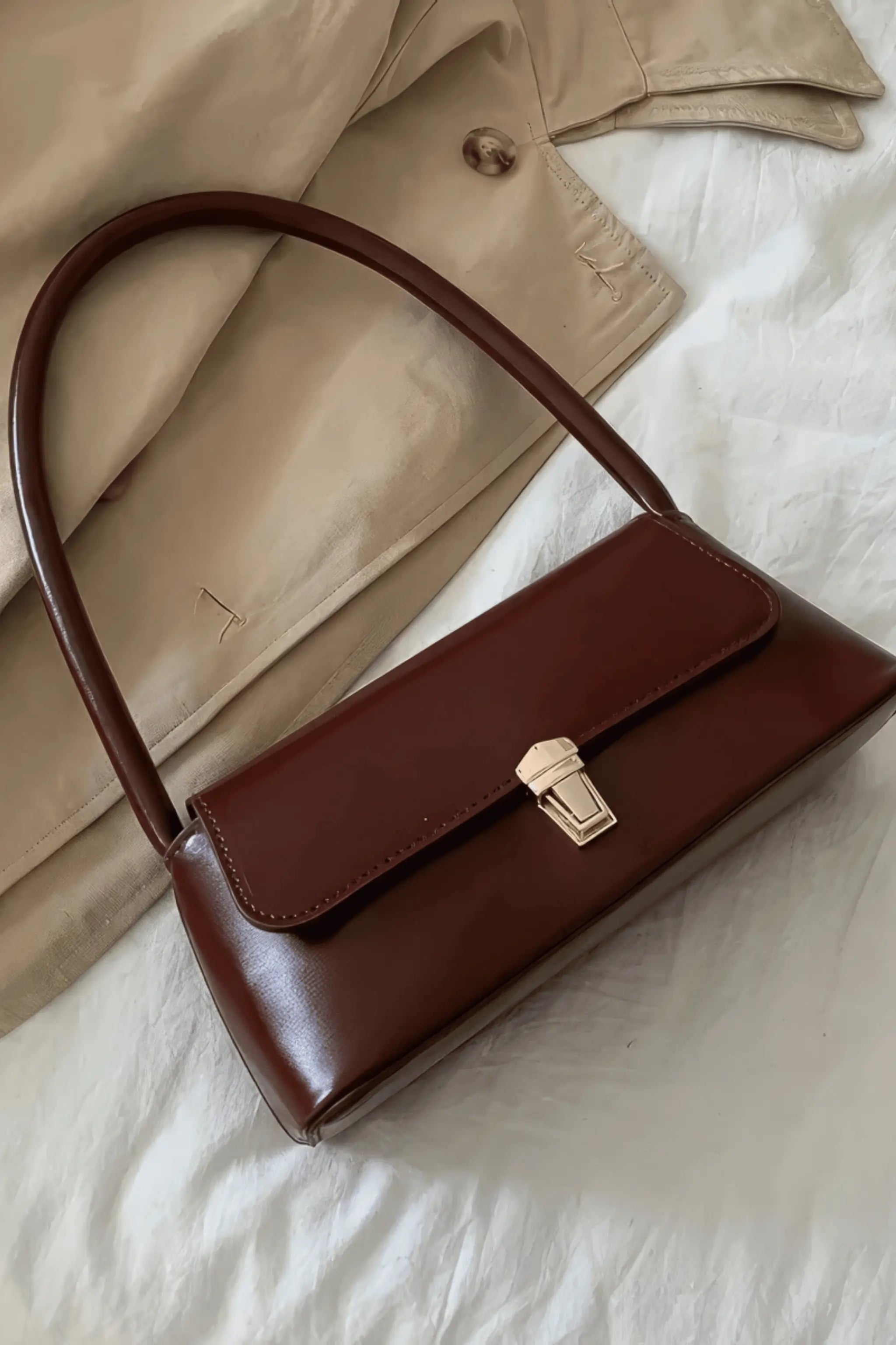 Elegant Brown Leather Shoulder Bag