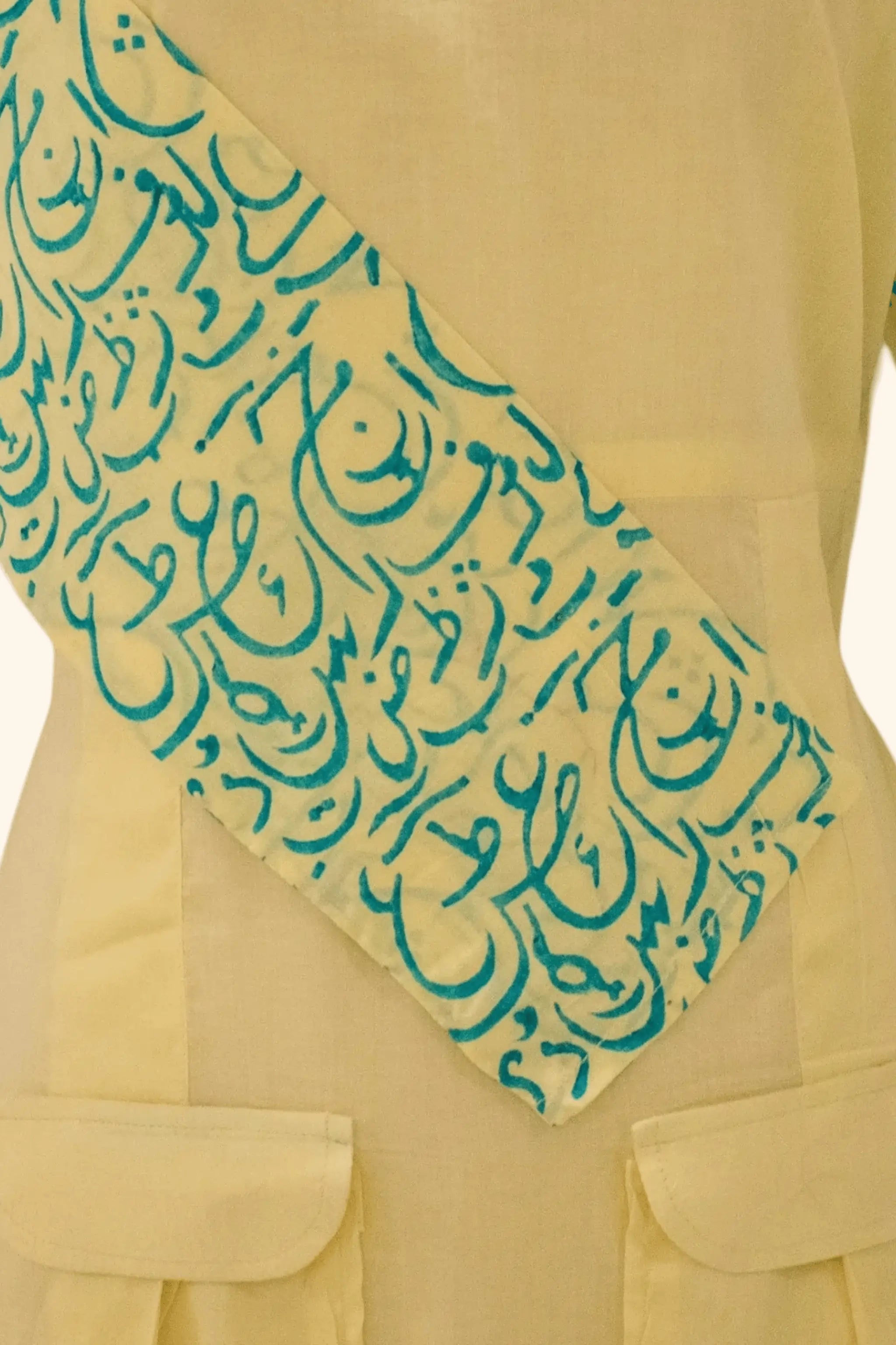 Gold Sand unstitched luxury lawn shirt styled with white trousers – full length view
