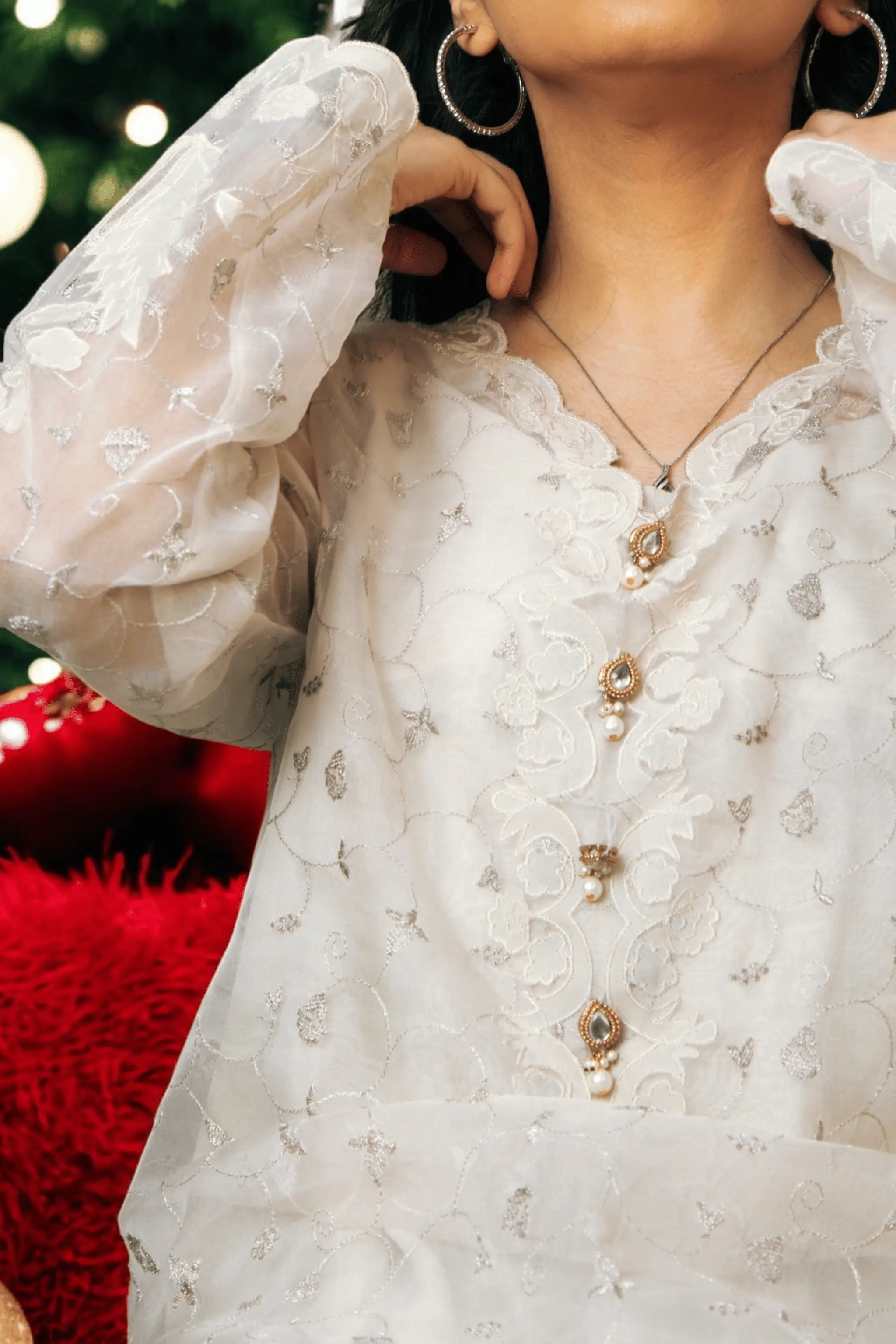 Pakistani festive wear ivory outfit Pampas design
