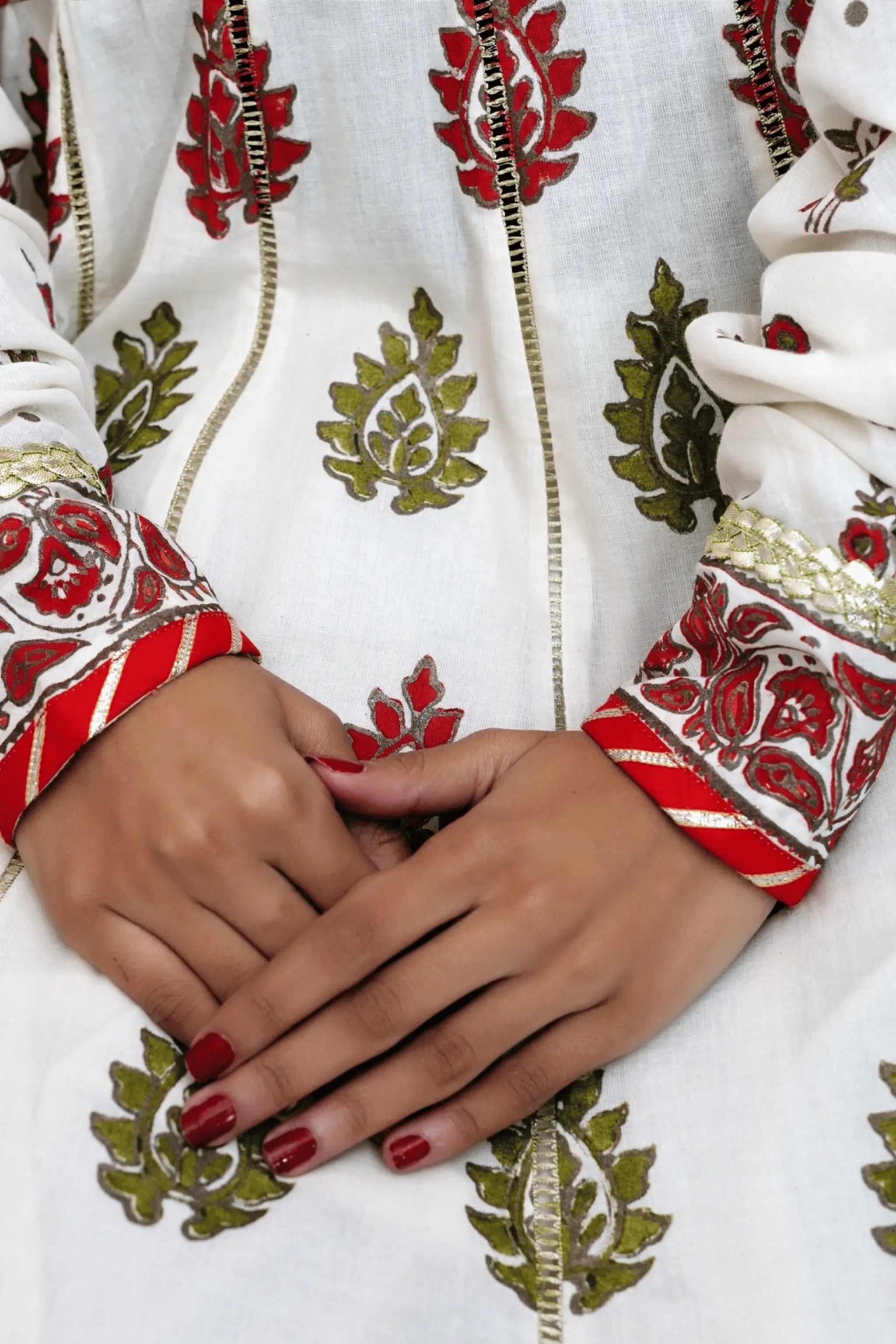 Gulzaar – frock hem with intricate block print and gold detailing