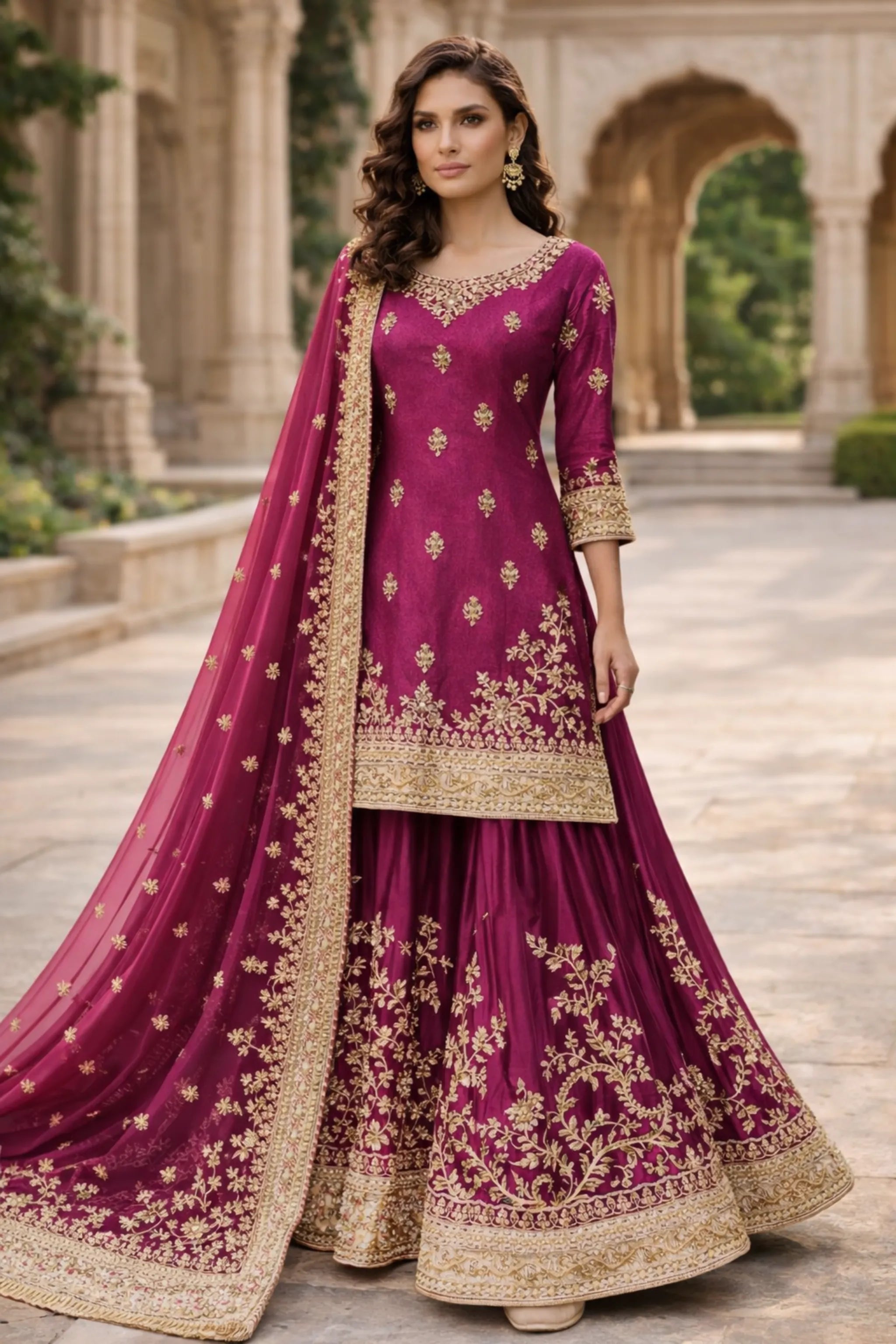 3 Piece Magenta Lehenga