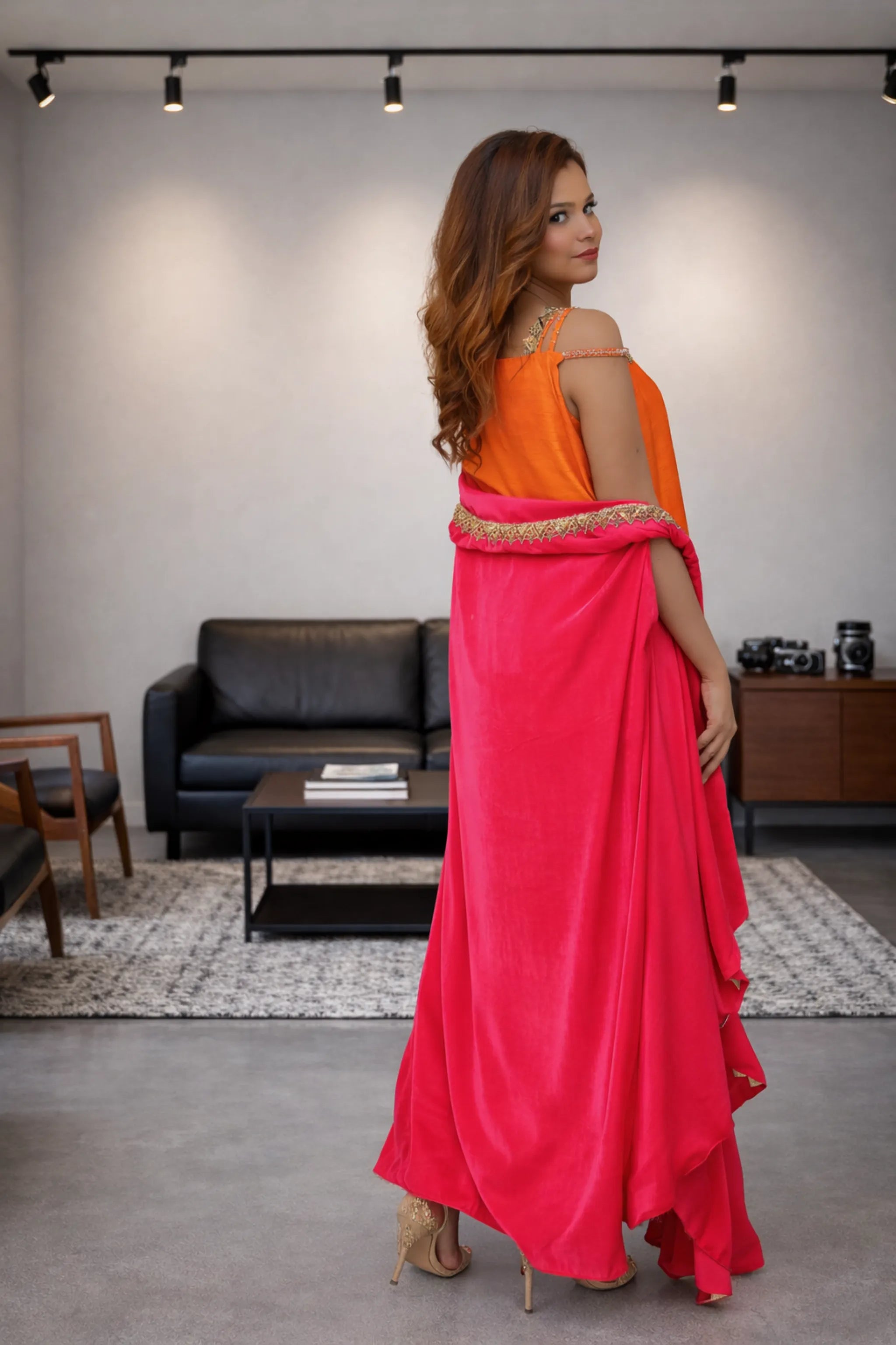 Orange Velvet Dress
