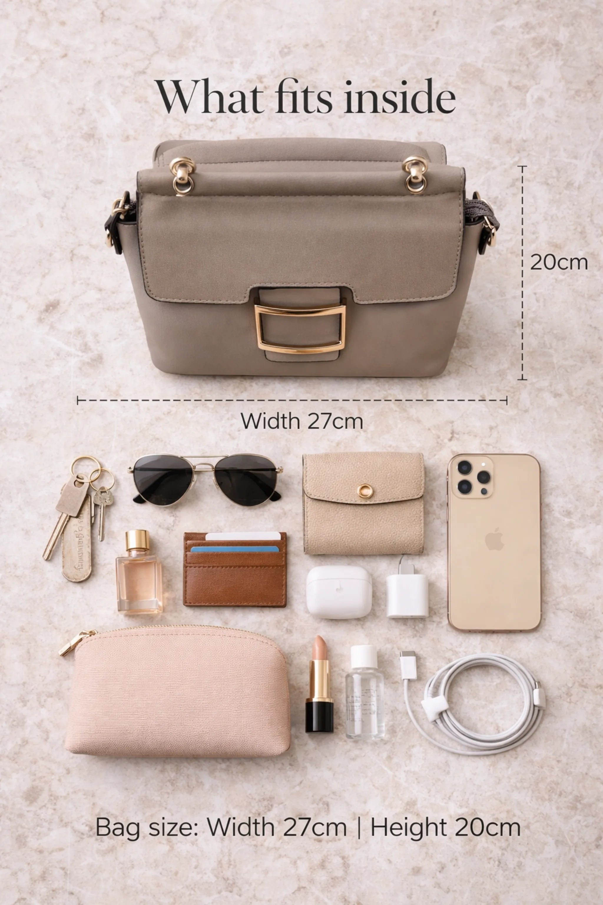 Square Large Buckle Leather Mini Bag – Office & Everyday Style