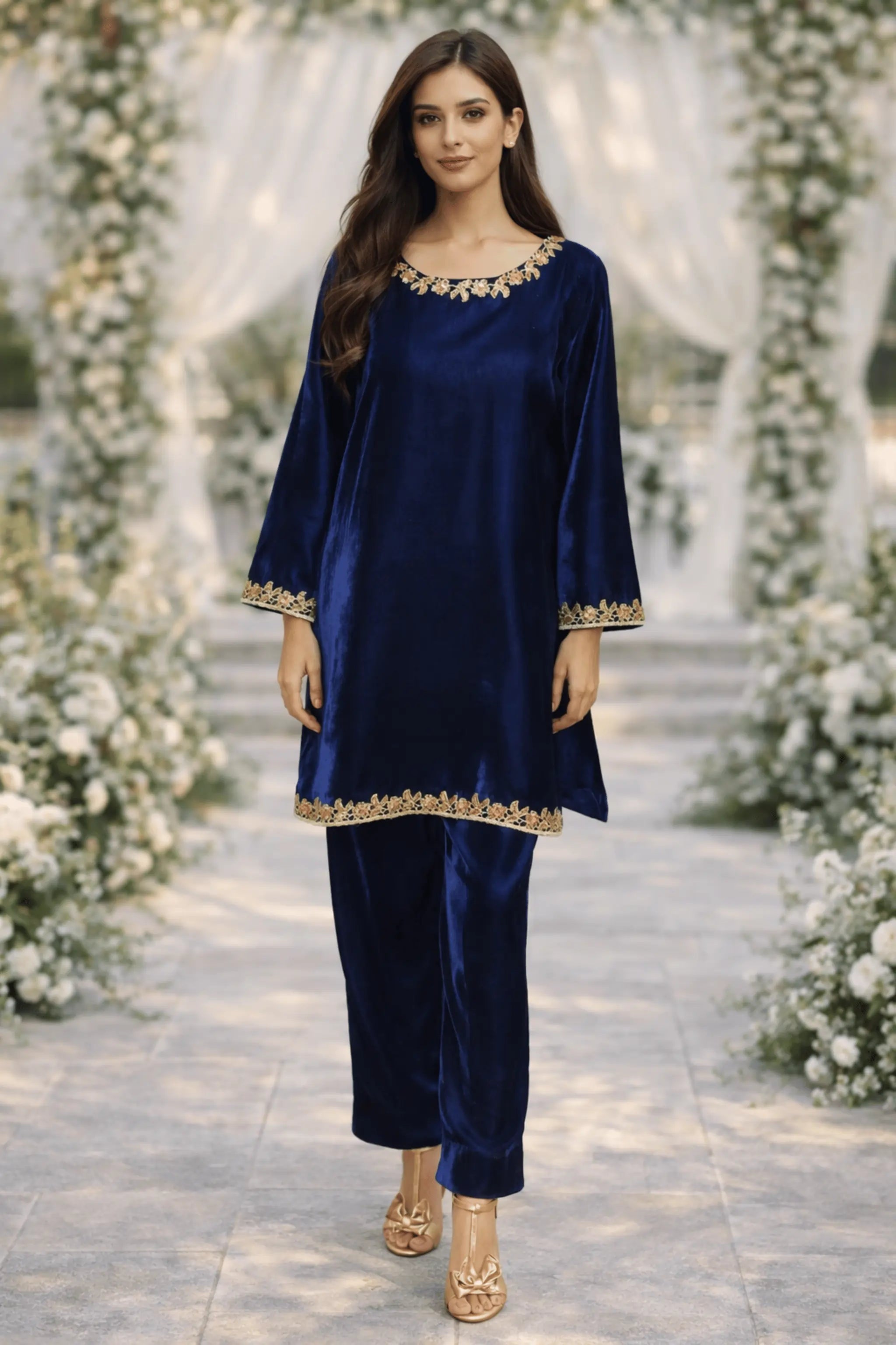Midnight Bloom - 2 Piece Premium Velvet Dress