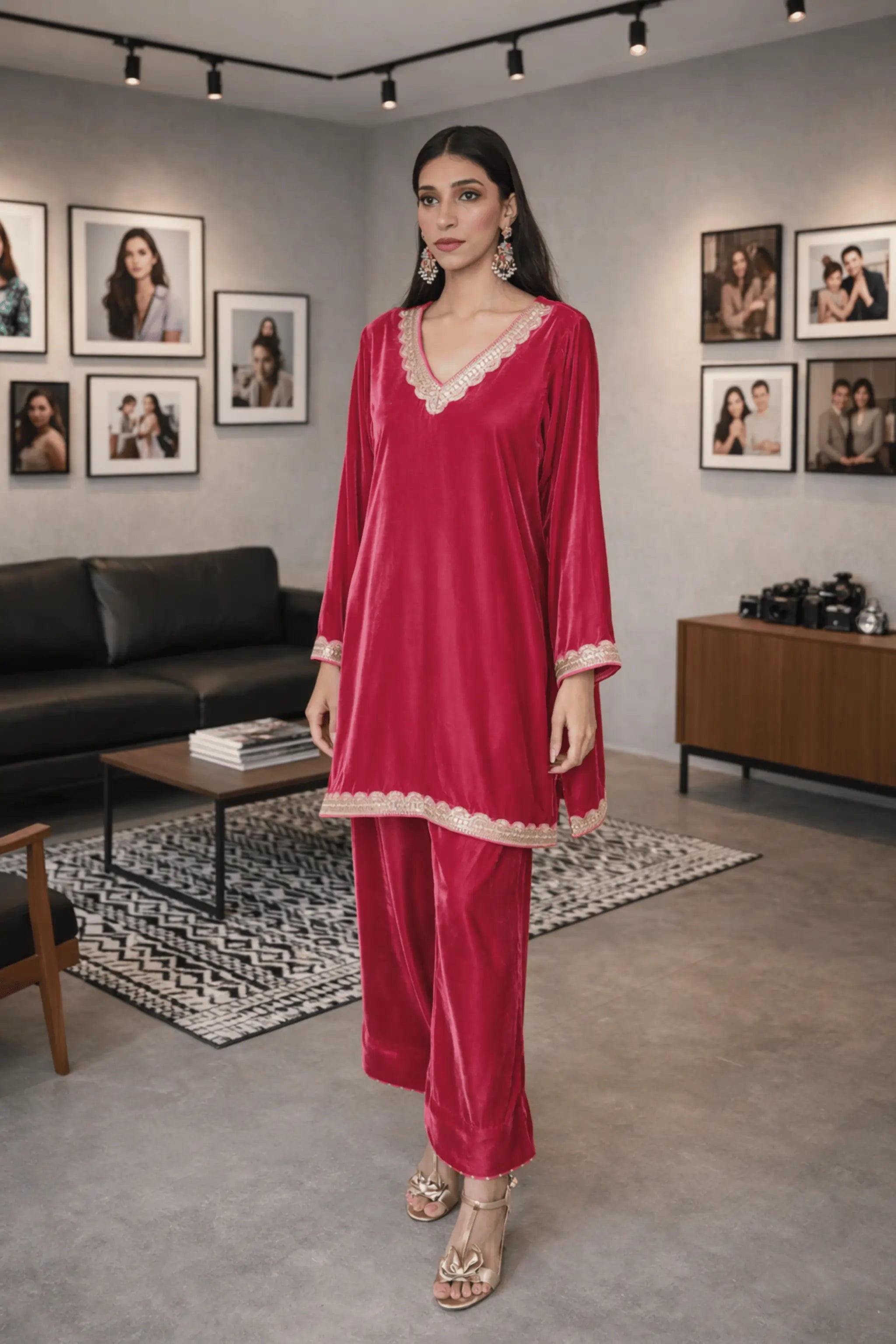 Afsheen – 2-Piece Embroidered Velvet Set
