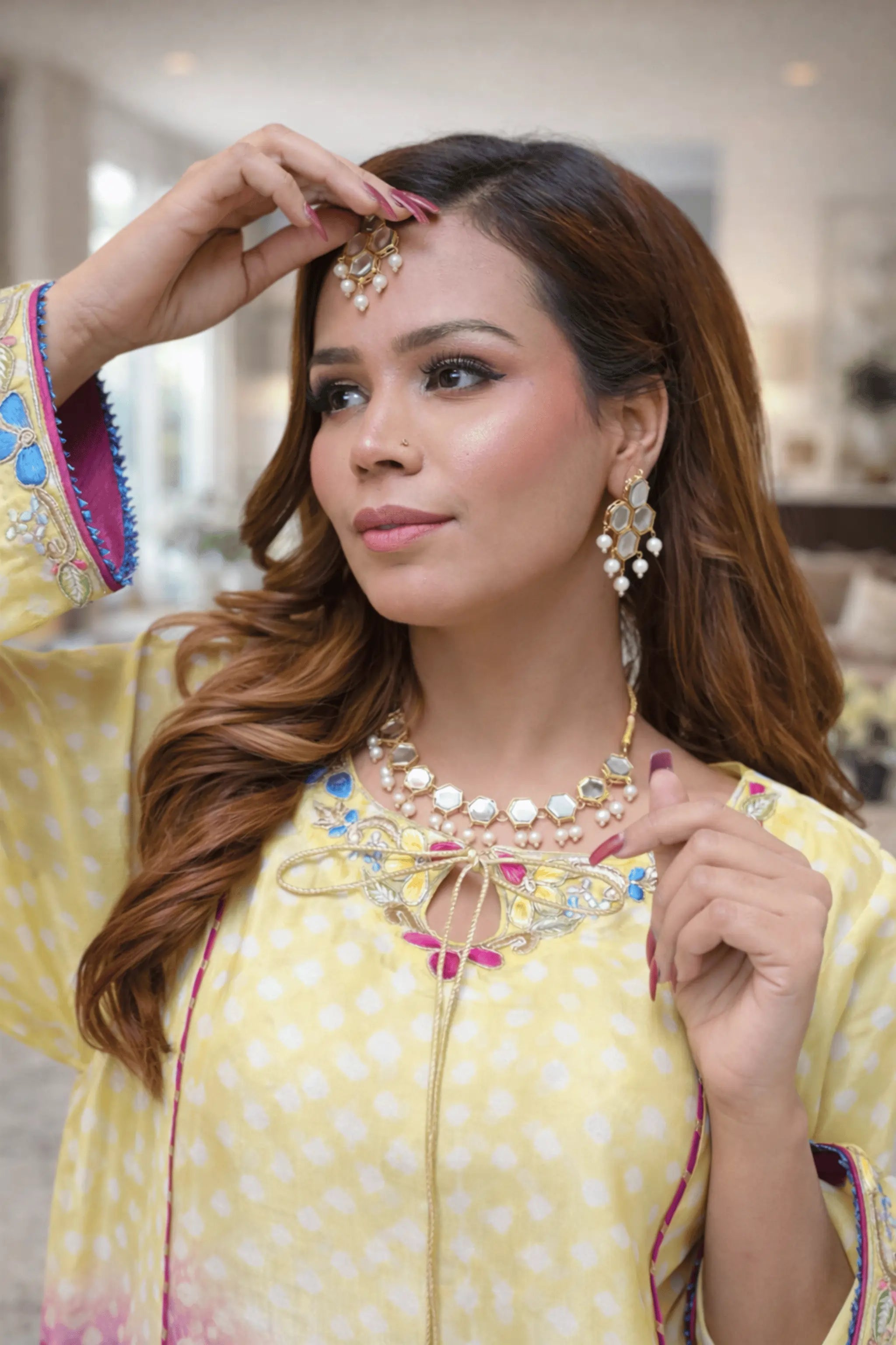 Chunri Glow – 3 Piece Medium Silk & Korean Raw Silk Outfit with Gotta & Thread Work