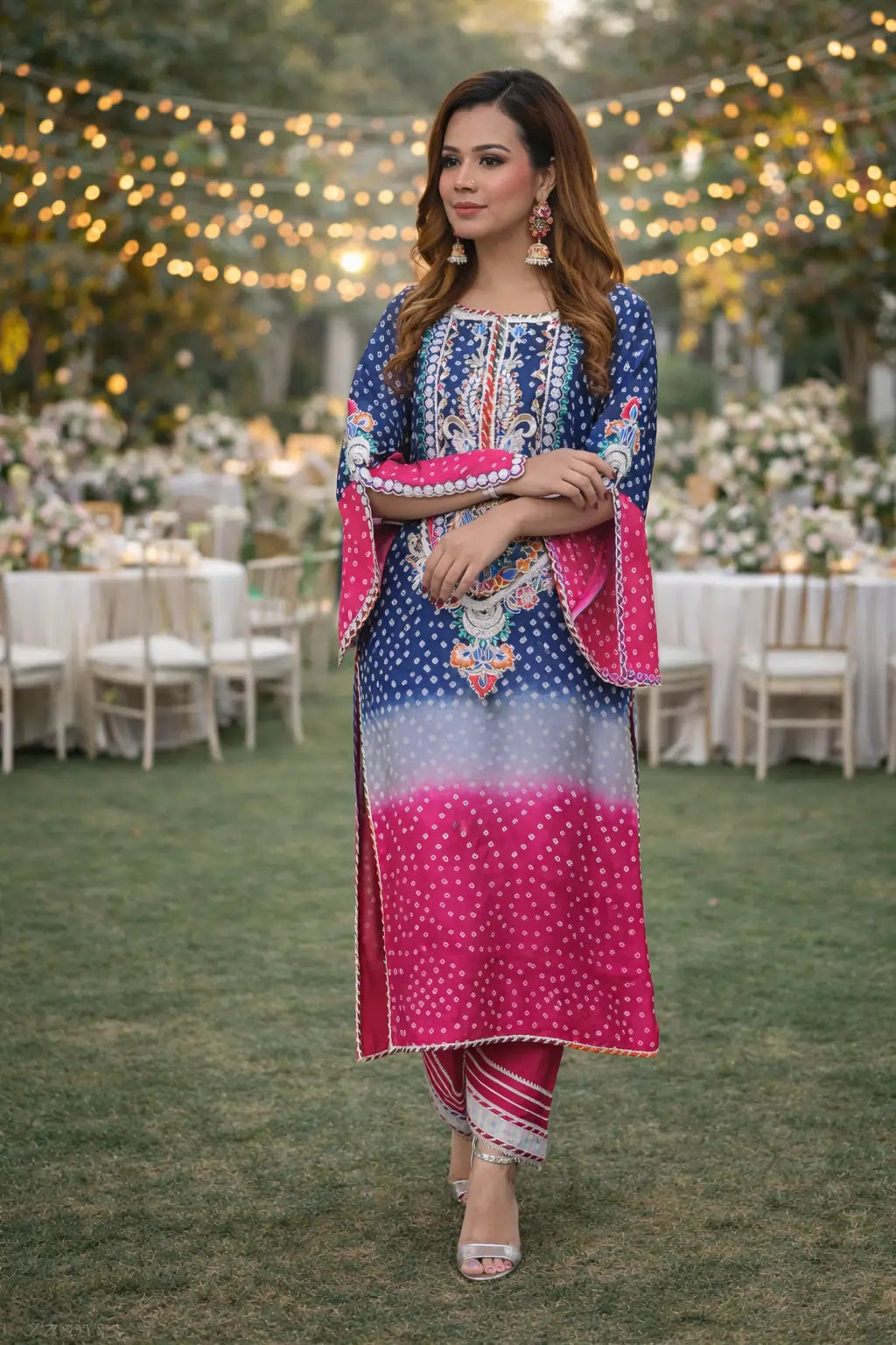 Aariz chunri 3-piece dress with silk shirt and embroidered details.