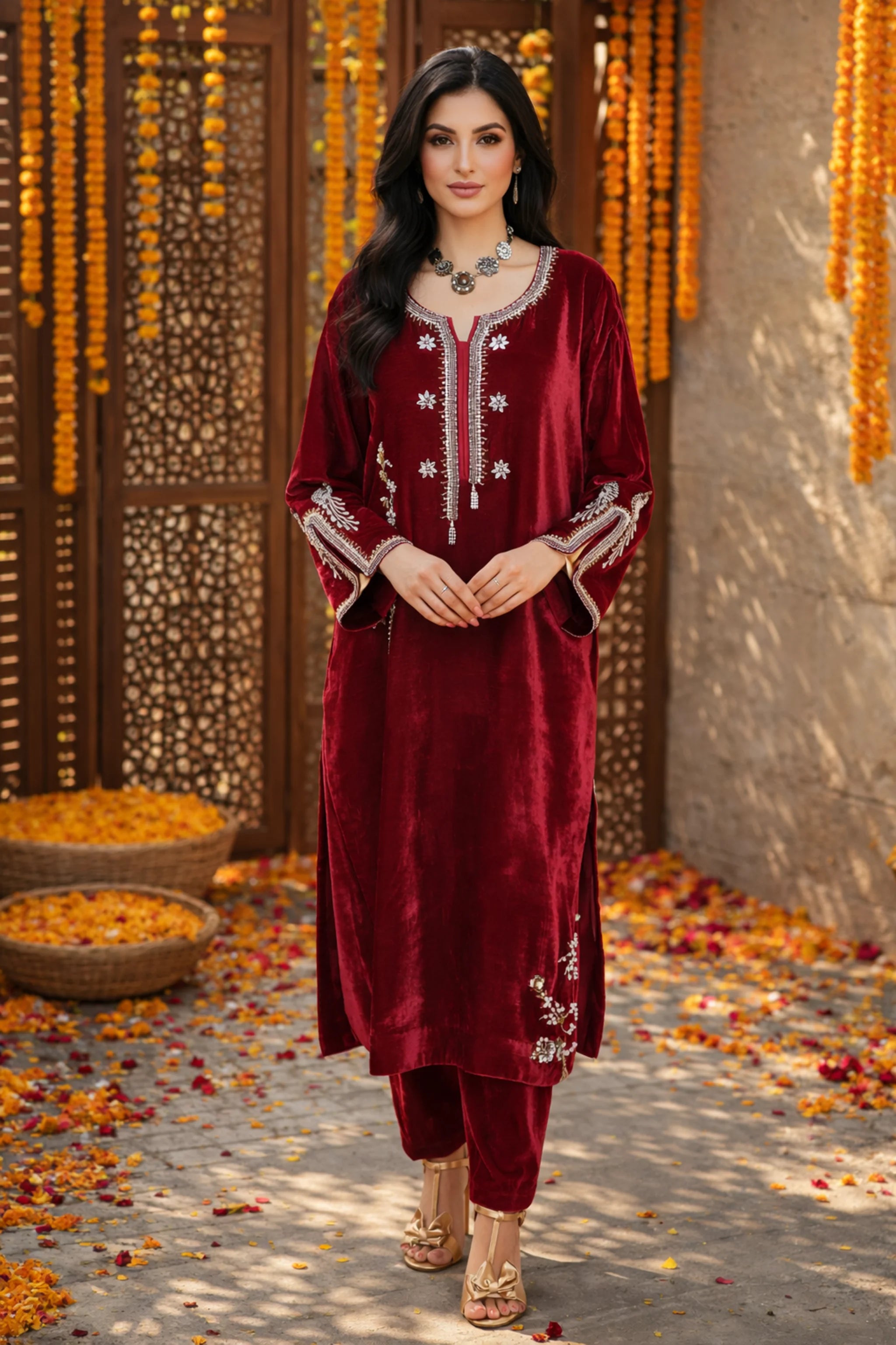 Amira_3-piece_premium_velvet_suit_with_raw_silk_trousers_and_organza_dupatta