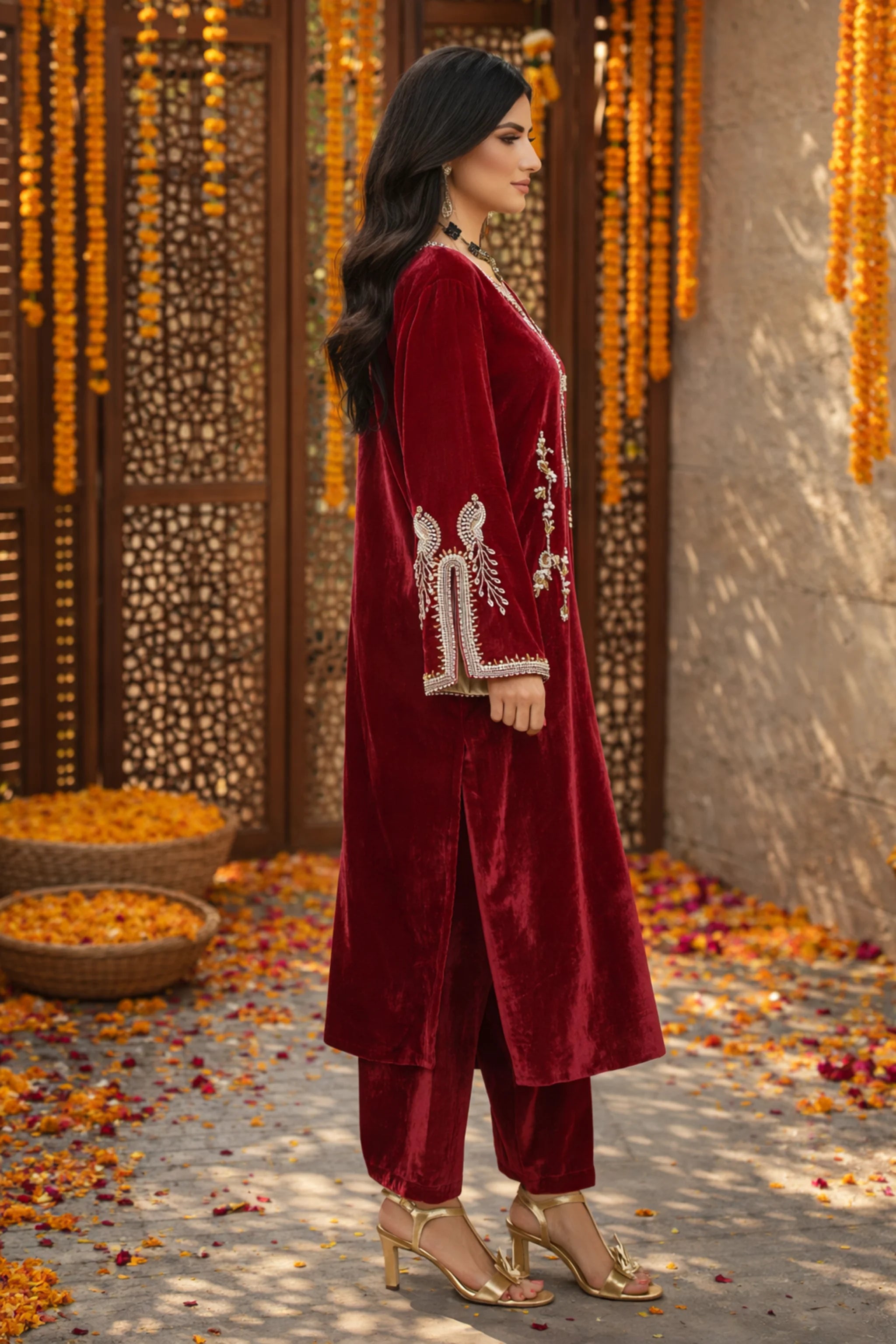 Amira_3-piece_premium_velvet_suit_with_raw_silk_trousers_and_organza_dupatta
