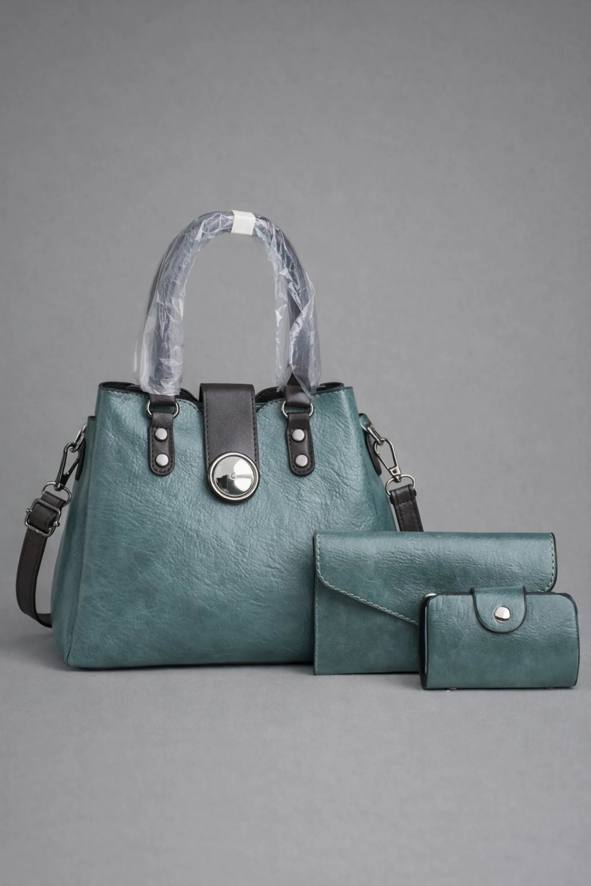 Teal Elegance – 3-Piece PU Leather Handbag Set