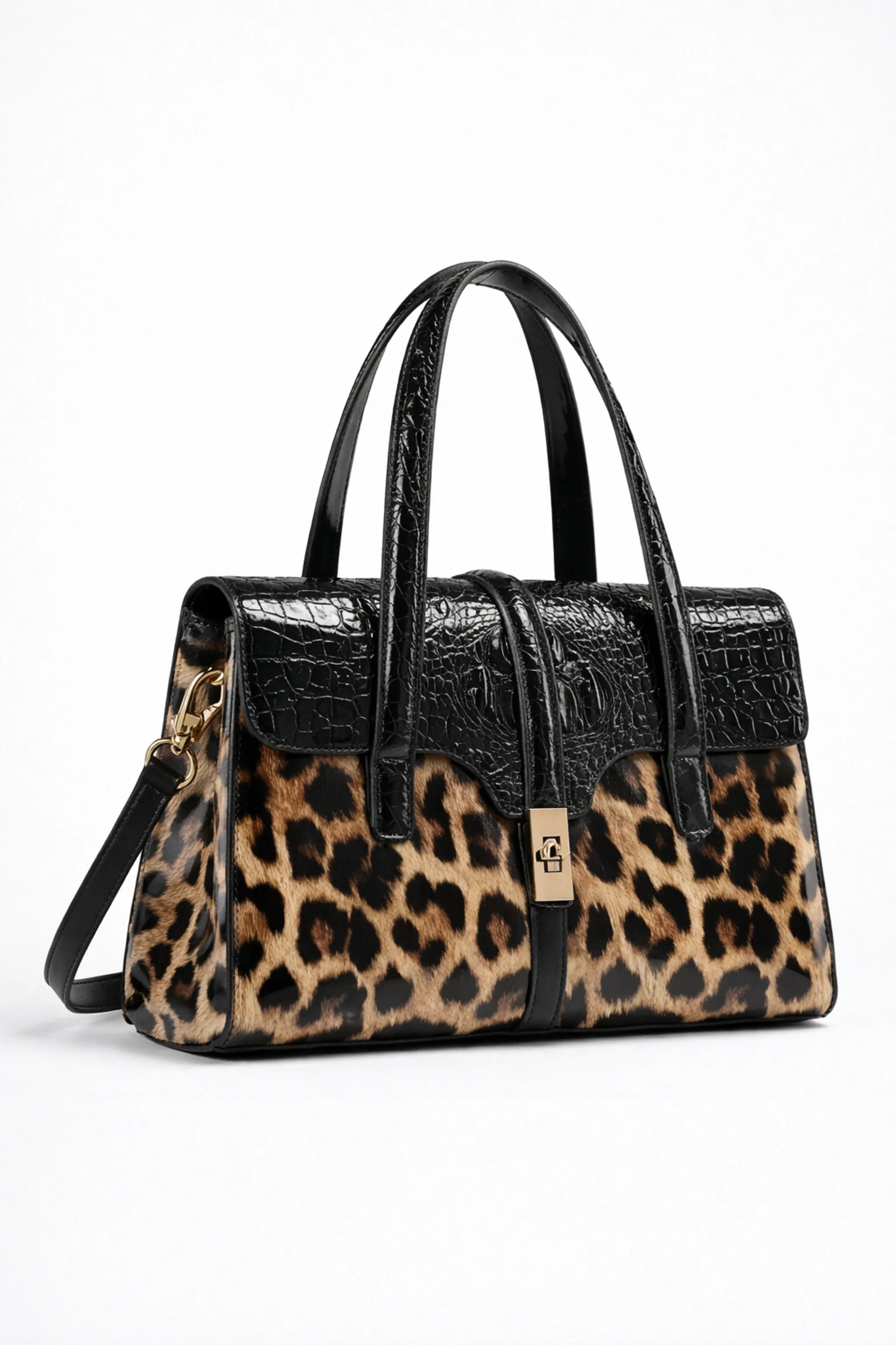 Leopard Elegance – Structured PU Leather Handbag