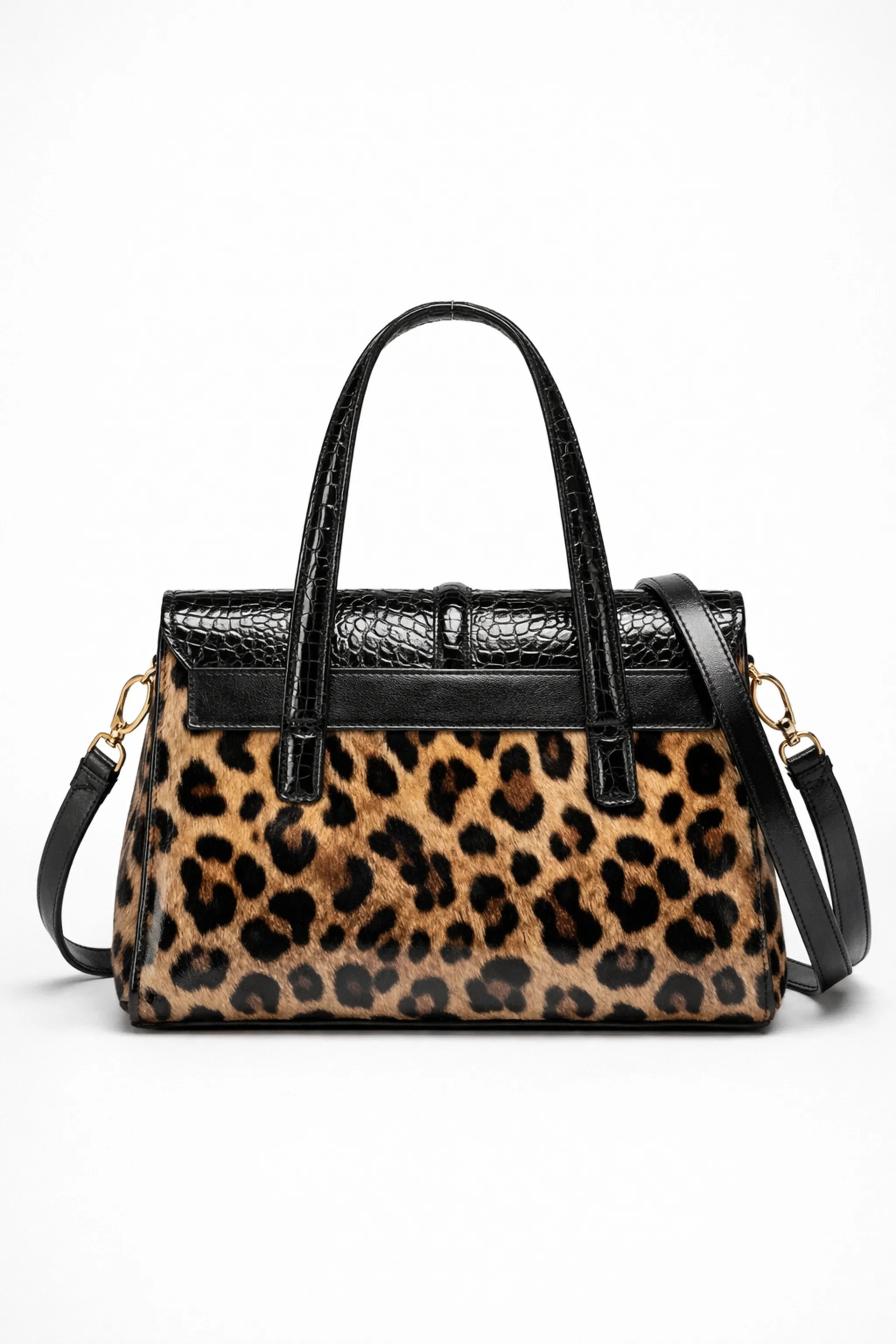 Leopard Elegance – Structured PU Leather Handbag
