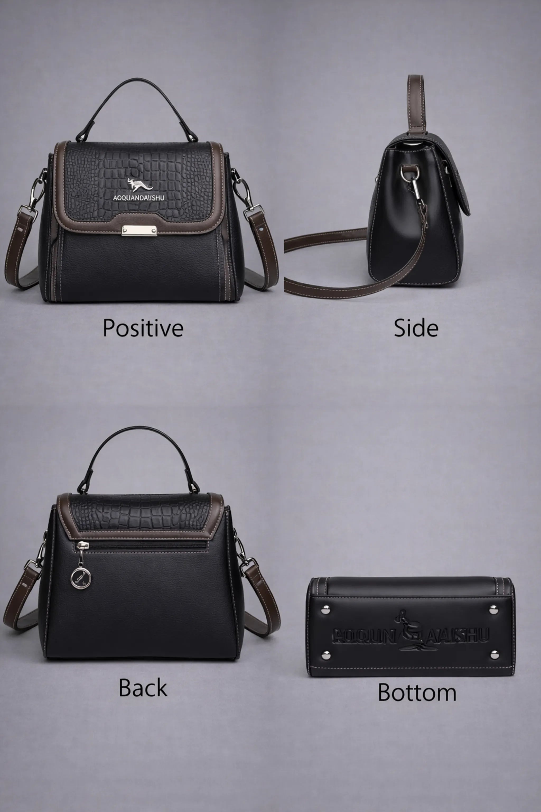 Midnight Edge – PU Leather Structured Handbag