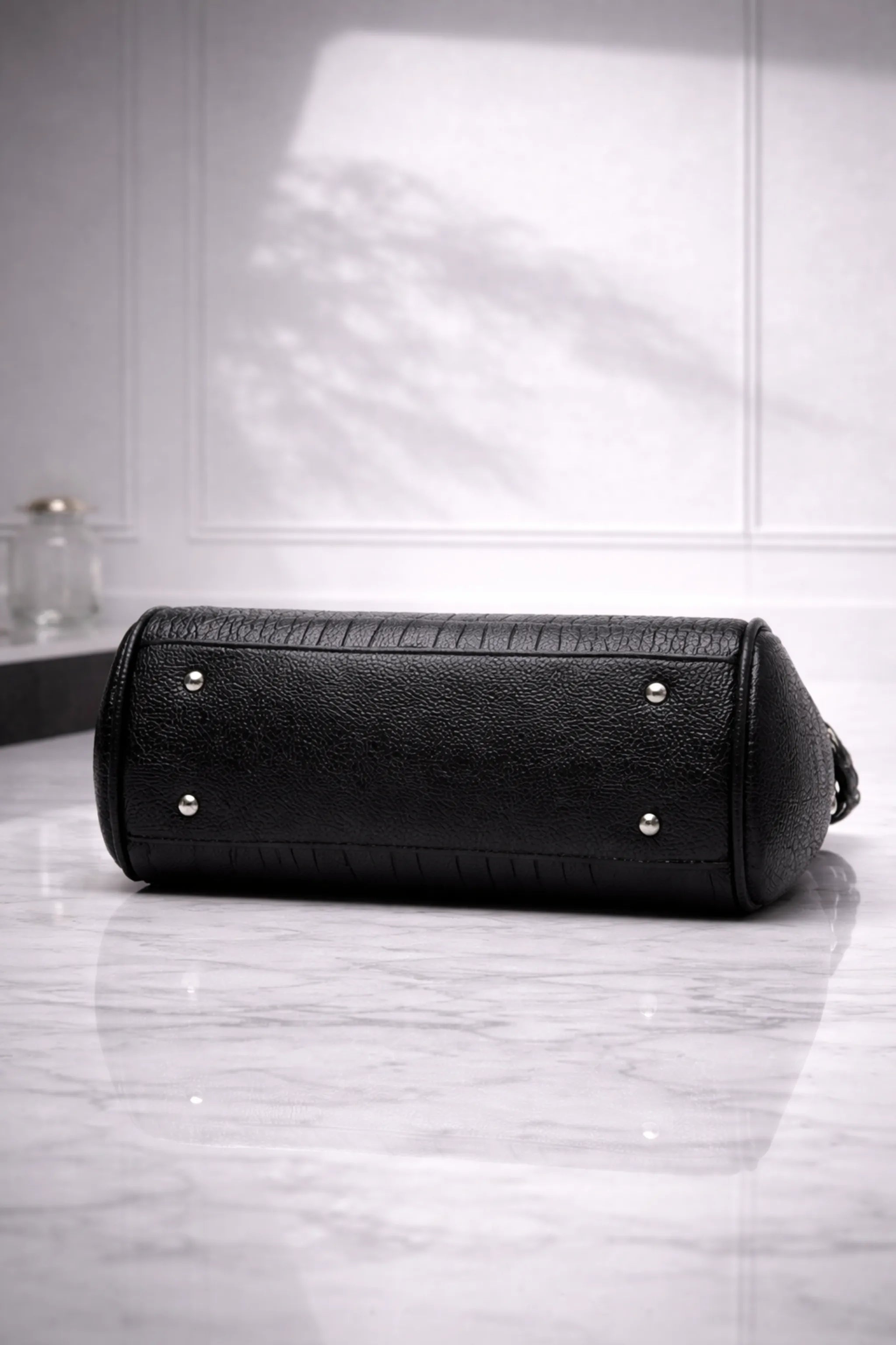 Rivage - Croc Embossed Black Bag