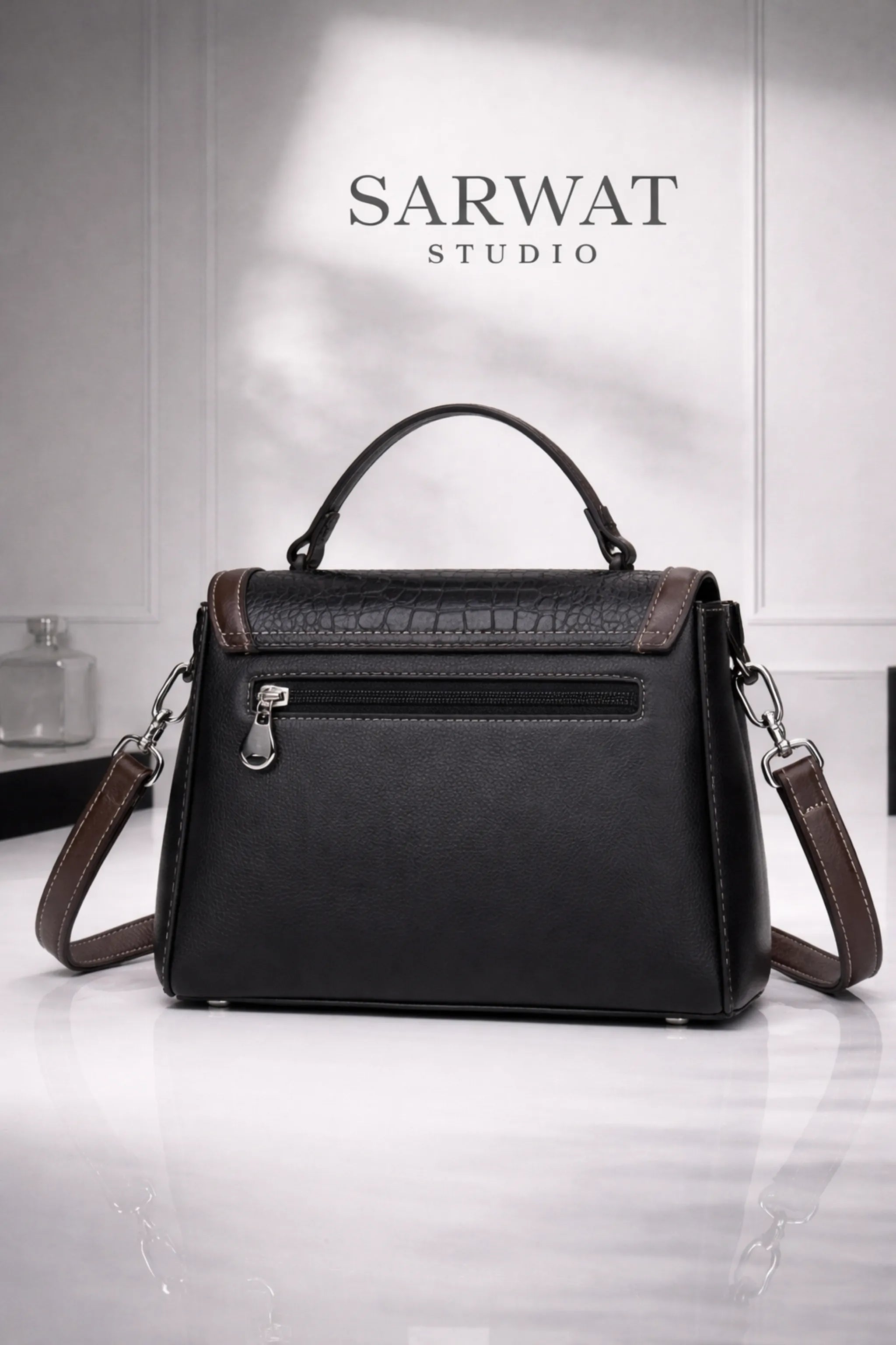 Midnight Edge – PU Leather Structured Handbag