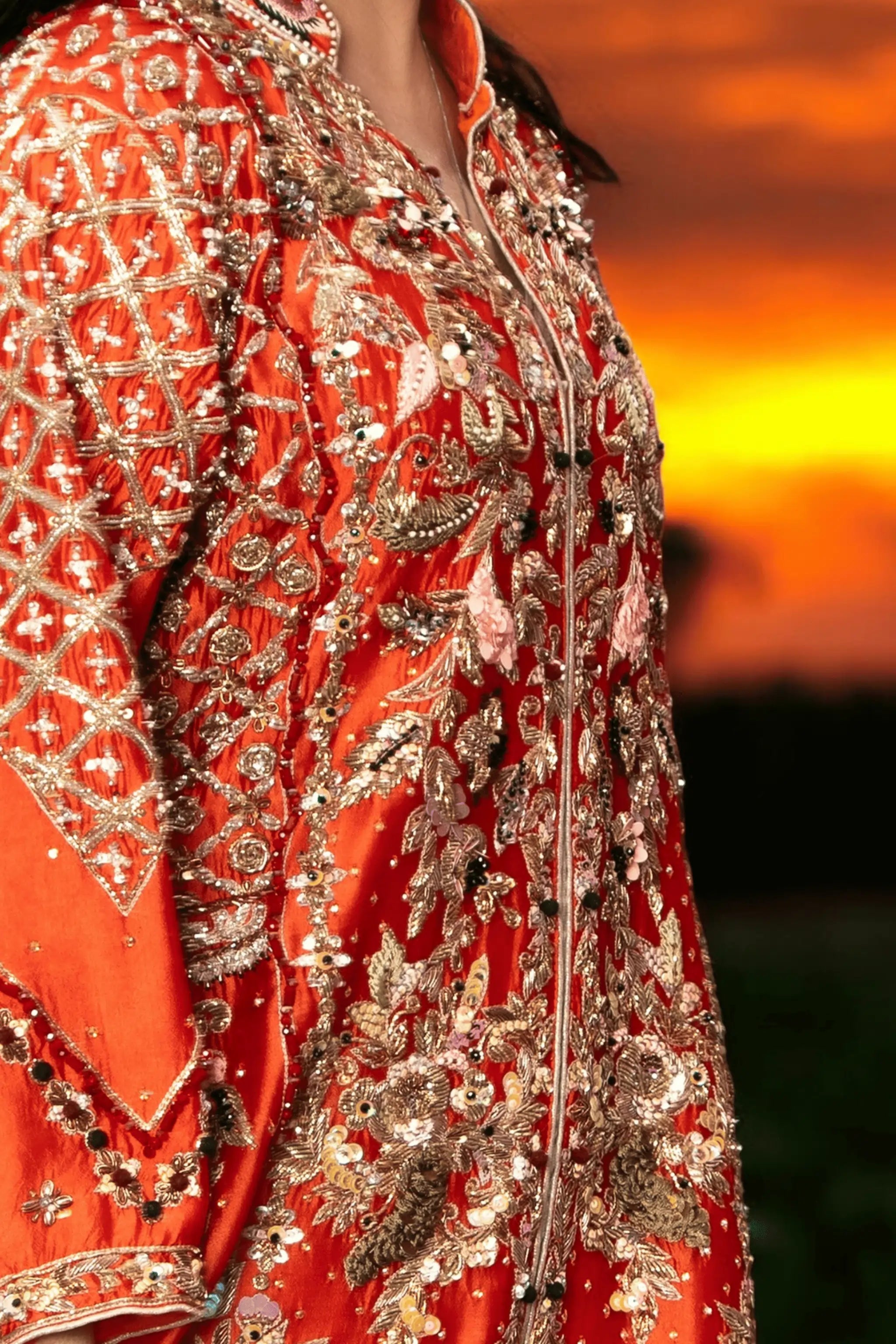 Crushed sharara with traditional flow and texture