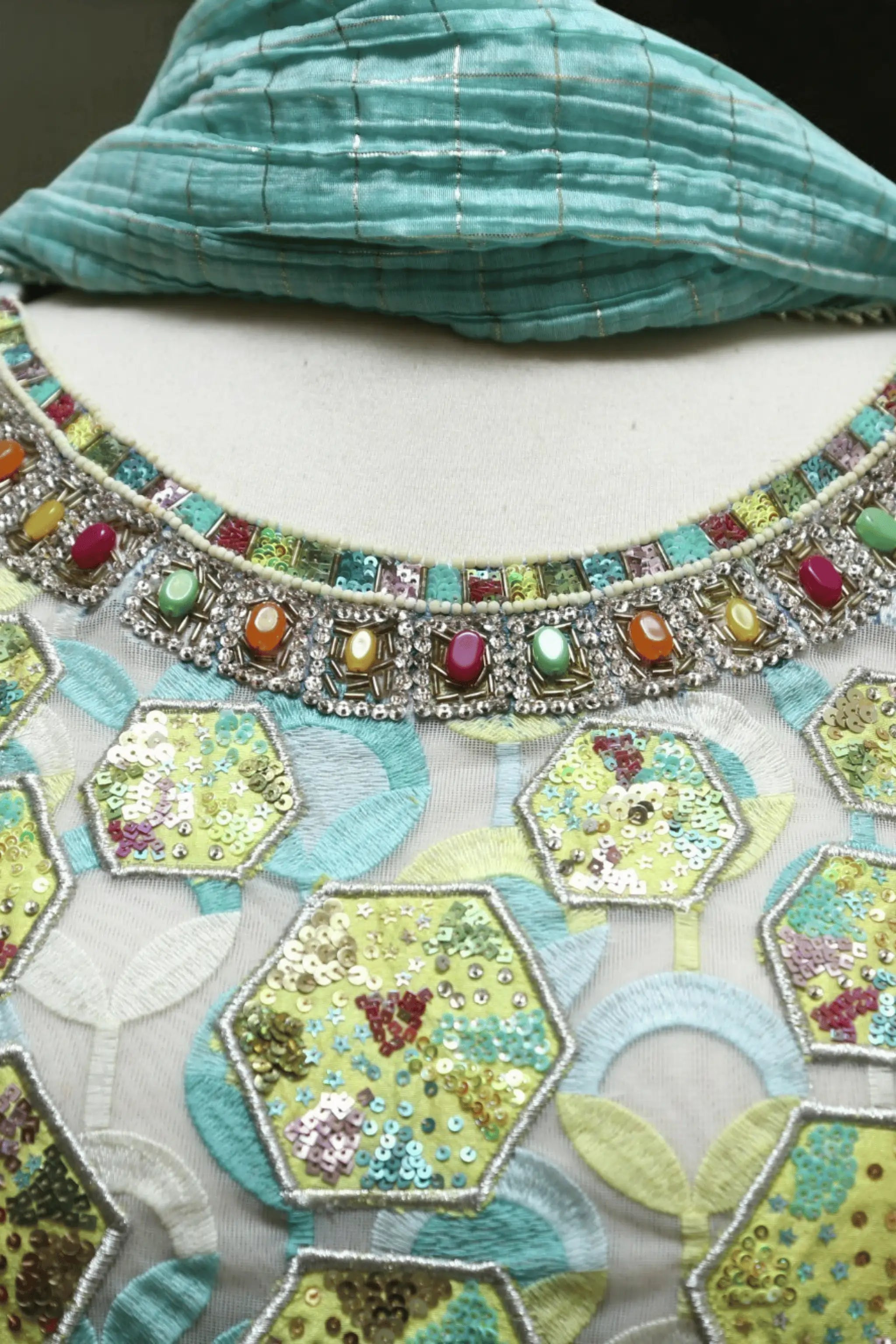 Husk 3-piece semi formal dress with crush trousers and dupatta – AOI Libas