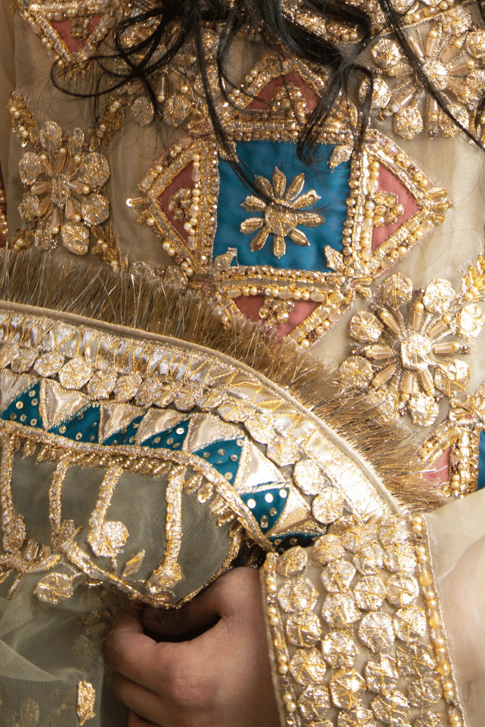 Parchment dopatta with delicate golden embellishment