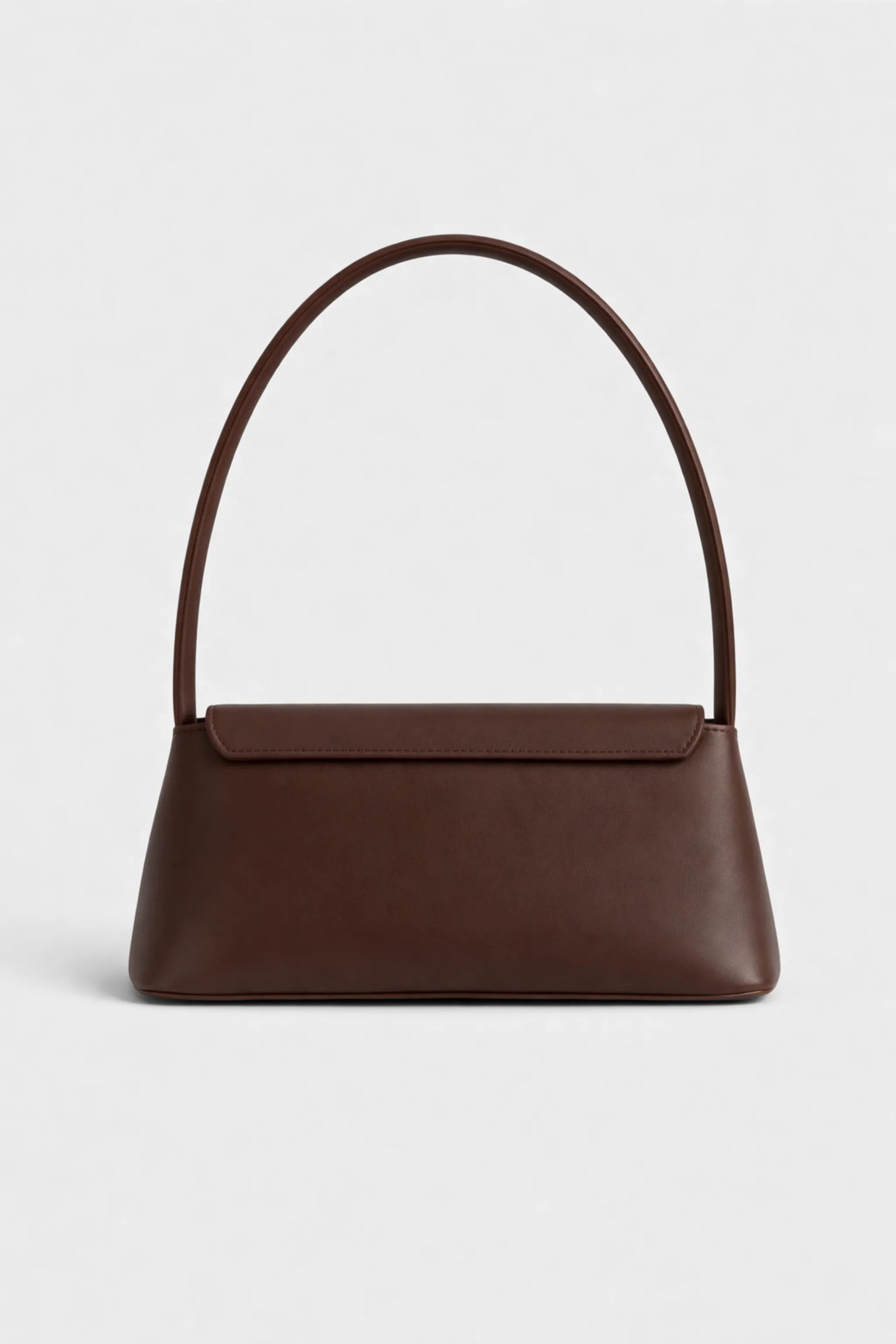 Soft PU leather shell baguette bag showing gold lock closure detail