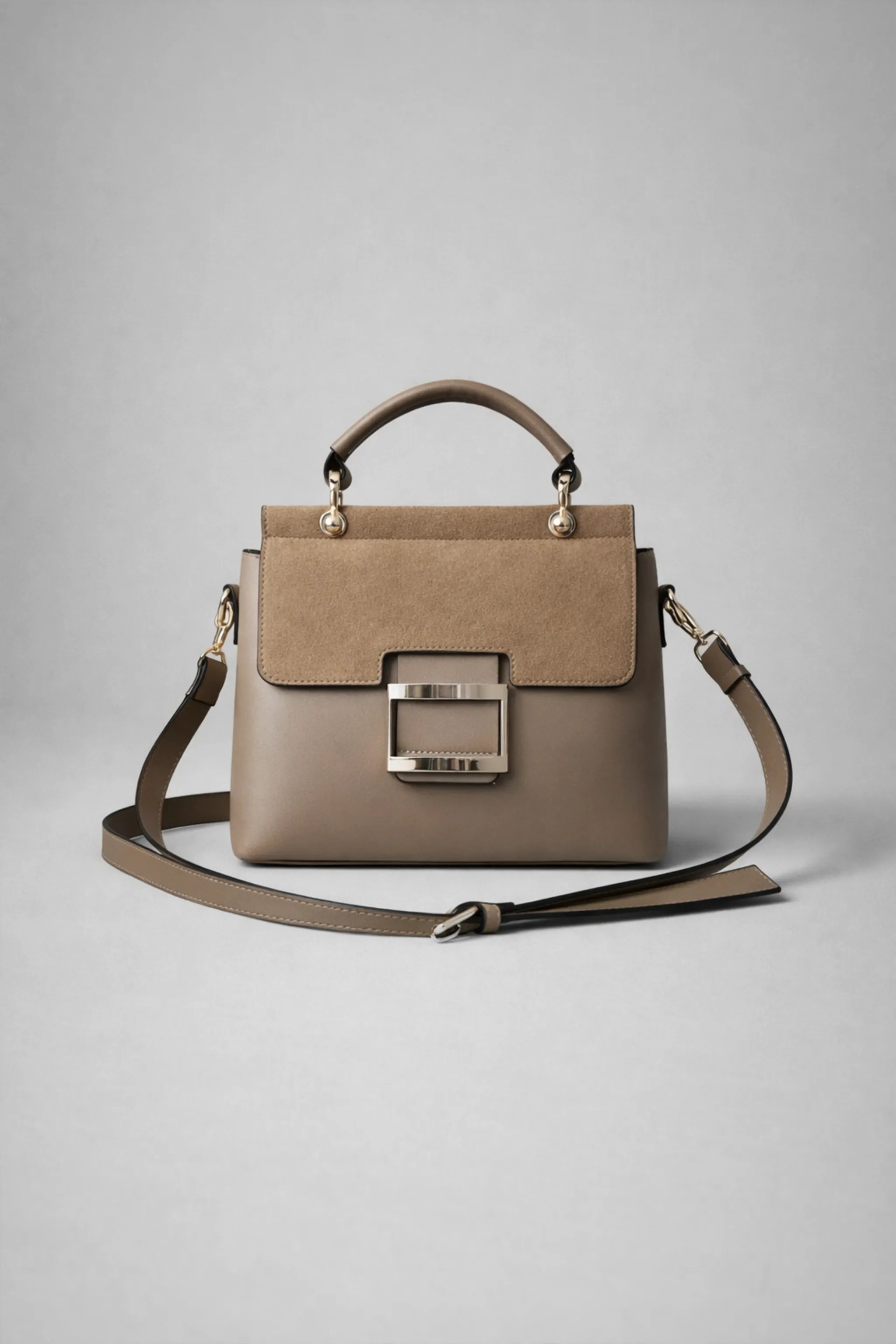 Square Large Buckle Leather Mini Bag 