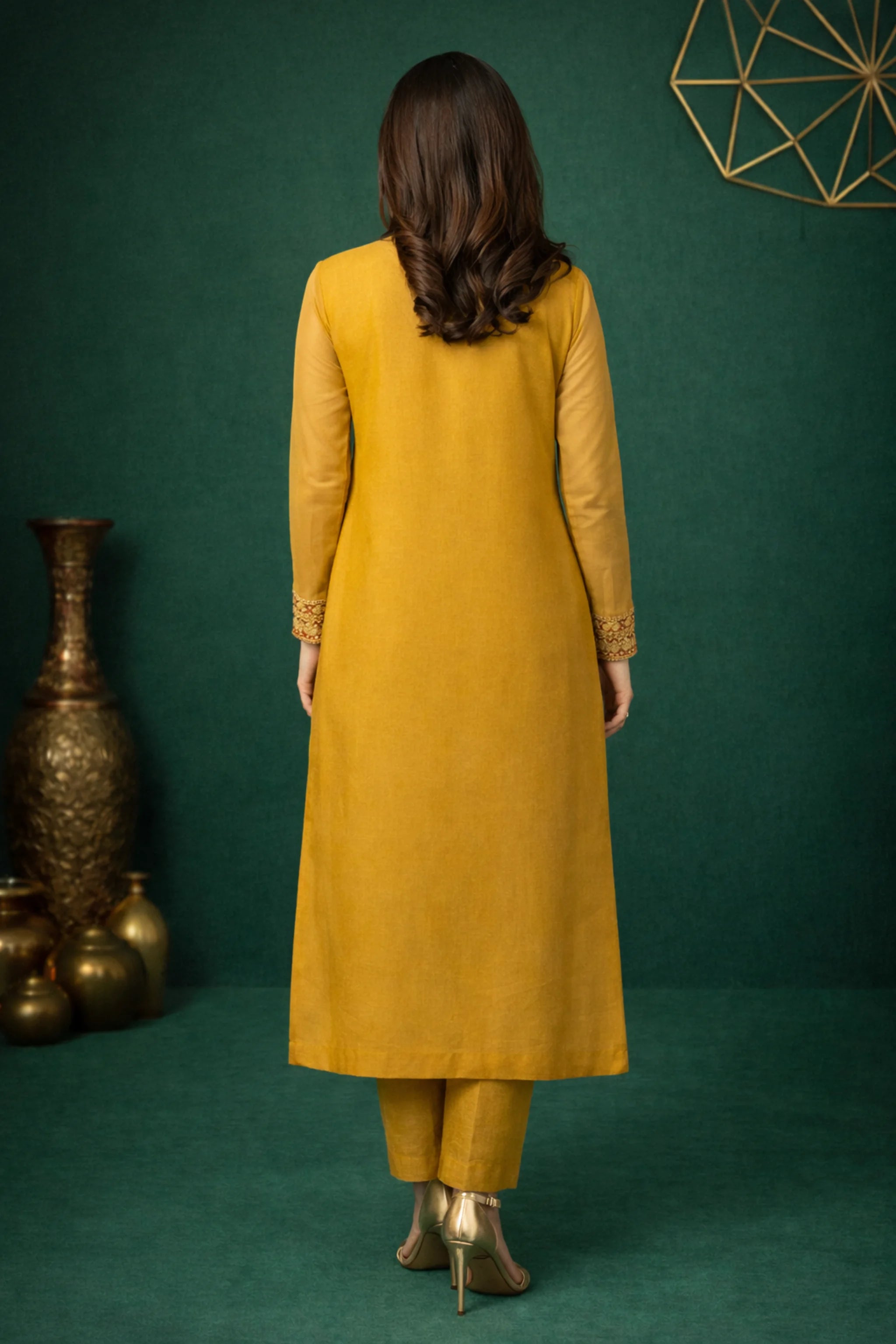 SuperNova – raw silk short shirt with intricate embellishments — front view