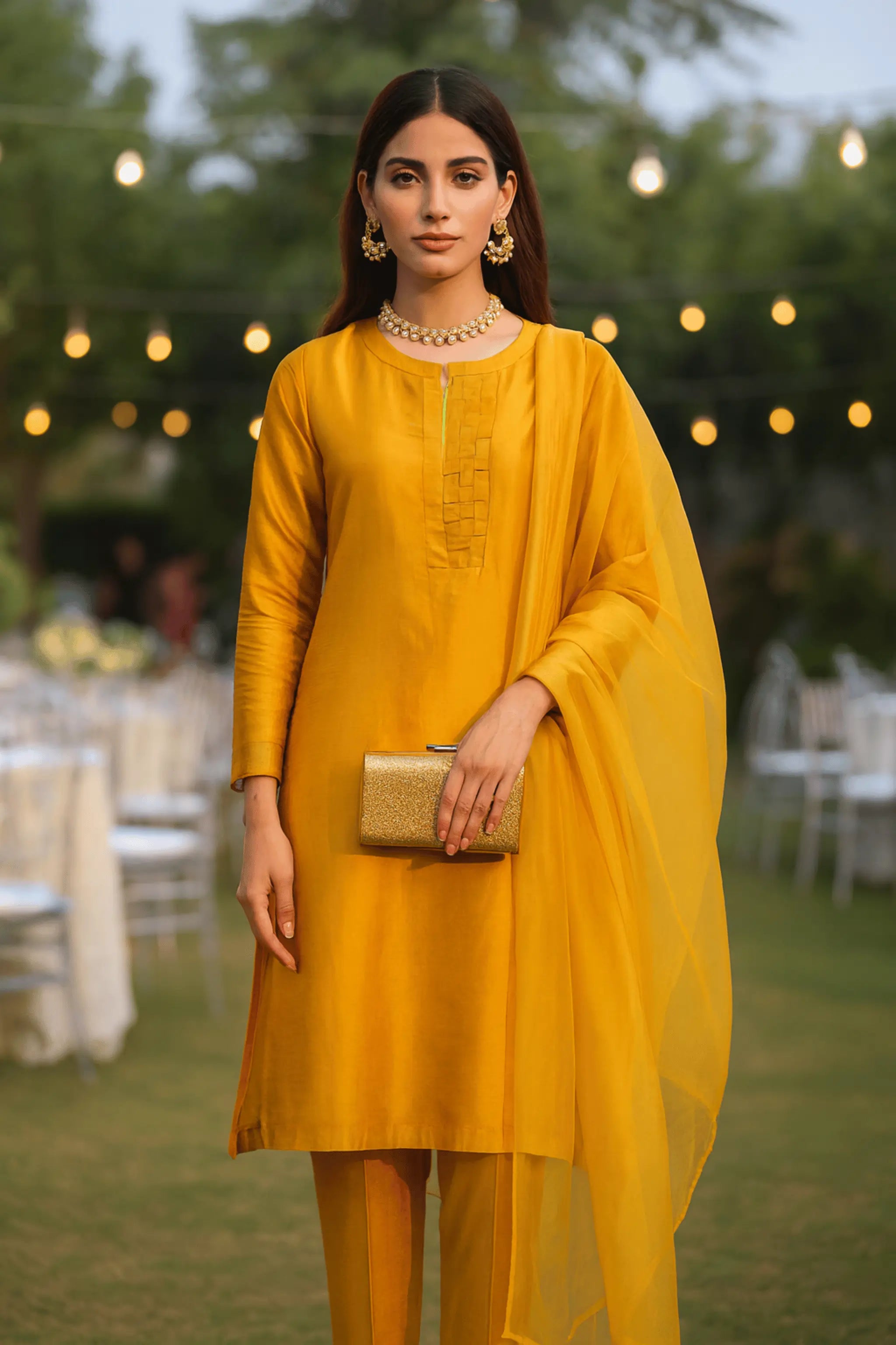 Texas Rose tussle silk 3 piece outfit with shirt, trousers and dupatta – festive party wear dress