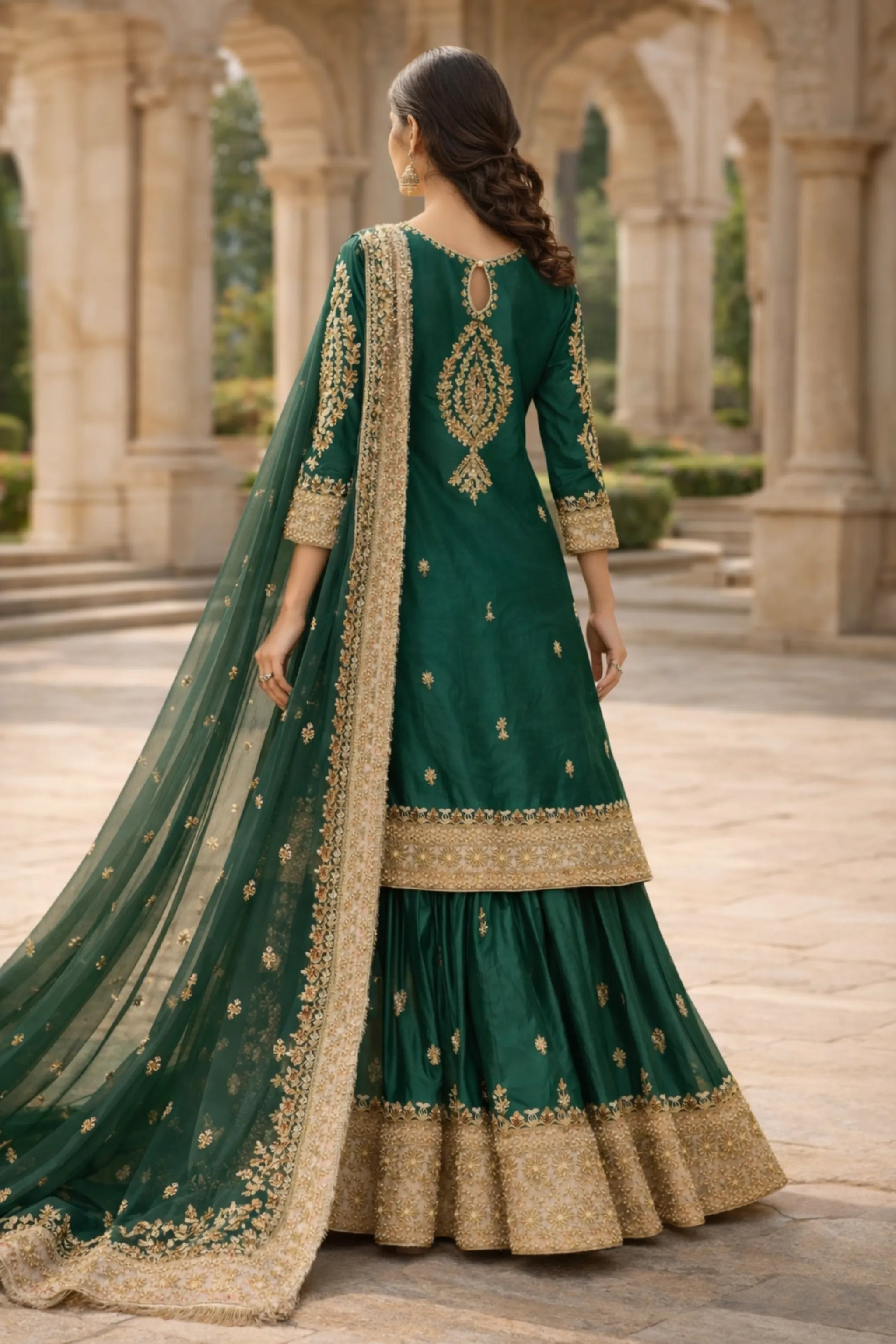 Bottle Green Lehanga