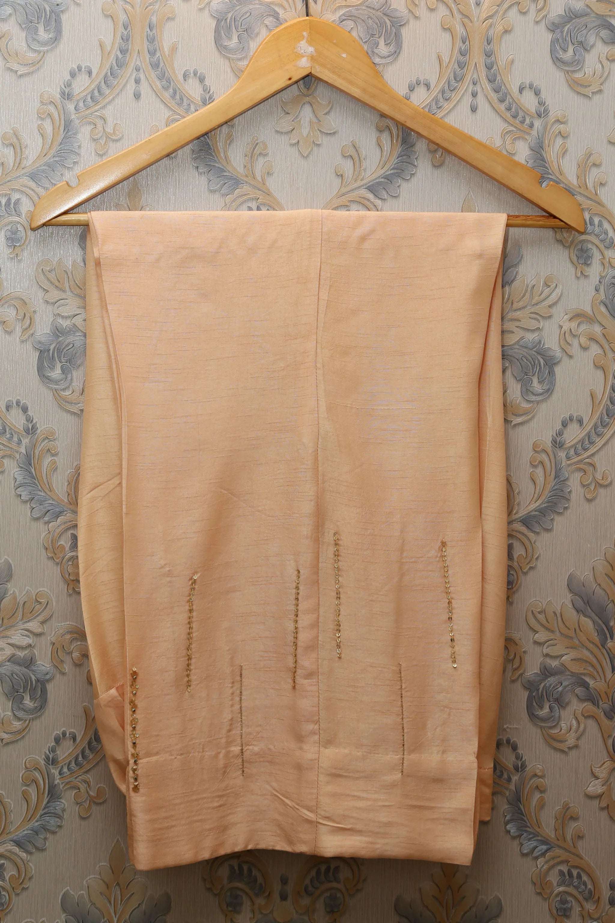 Sand Drift – Embroidered Peach Raw Silk 3pc Dress